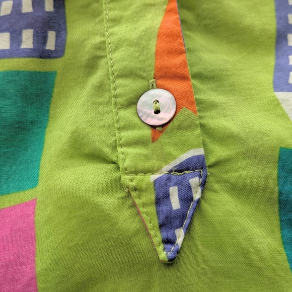 Gudrun Sjoden Vast Woven Tunic Top Long Sleeve Pockets XL Green Cotton Lagenlook - Picture 11 of 16